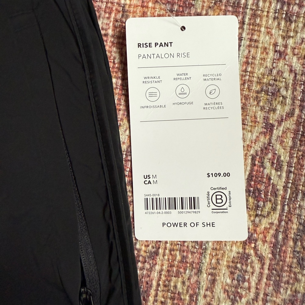 Athleta Women’s Medium Rise Black Pants Track Pants Cinch Ankle NWT - Picture 2 of 10